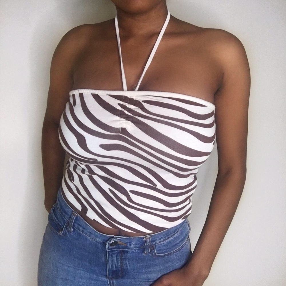 Y2K, ZEBRA print, SOUTH POLE, strapless or tie-back/halter top